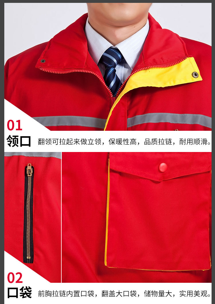 冬季棉衣工作服加厚保暖勞保防寒棉襖廠服反光條活里活表